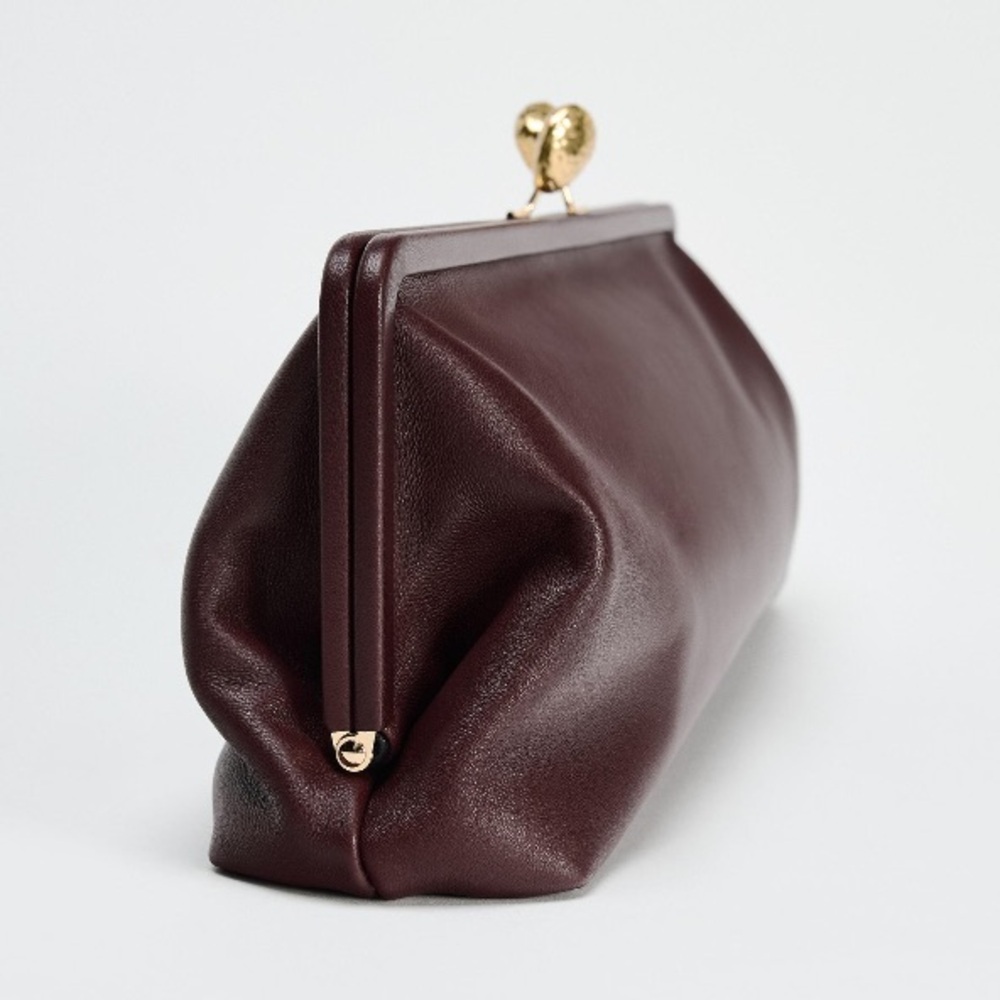 NWT Zara Metal Trim Leather Clutch - Picture 4 of 14